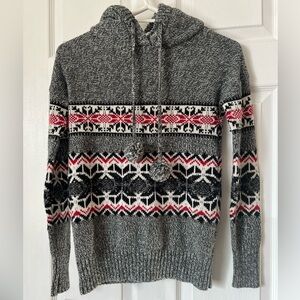 KISMET • Fair Isle knit hoodie festive winter sweater Christmas holiday sherpa